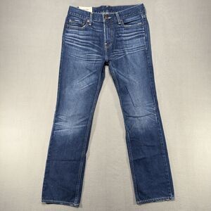 Hollister Jeans Mens 30x32 Blue Low Dark American Grunge Distressed Cowboy Denim